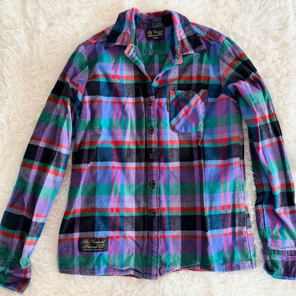 Vermont Flannel Company Tops - Vermont Flannel Company Colorful Plaid Button-Up Shirt - Size Large
